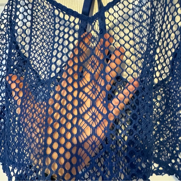 Victoria's Secret Blue Fishnet Lace Cropped Camisole | New with Tags 0338 - Picture 2 of 6